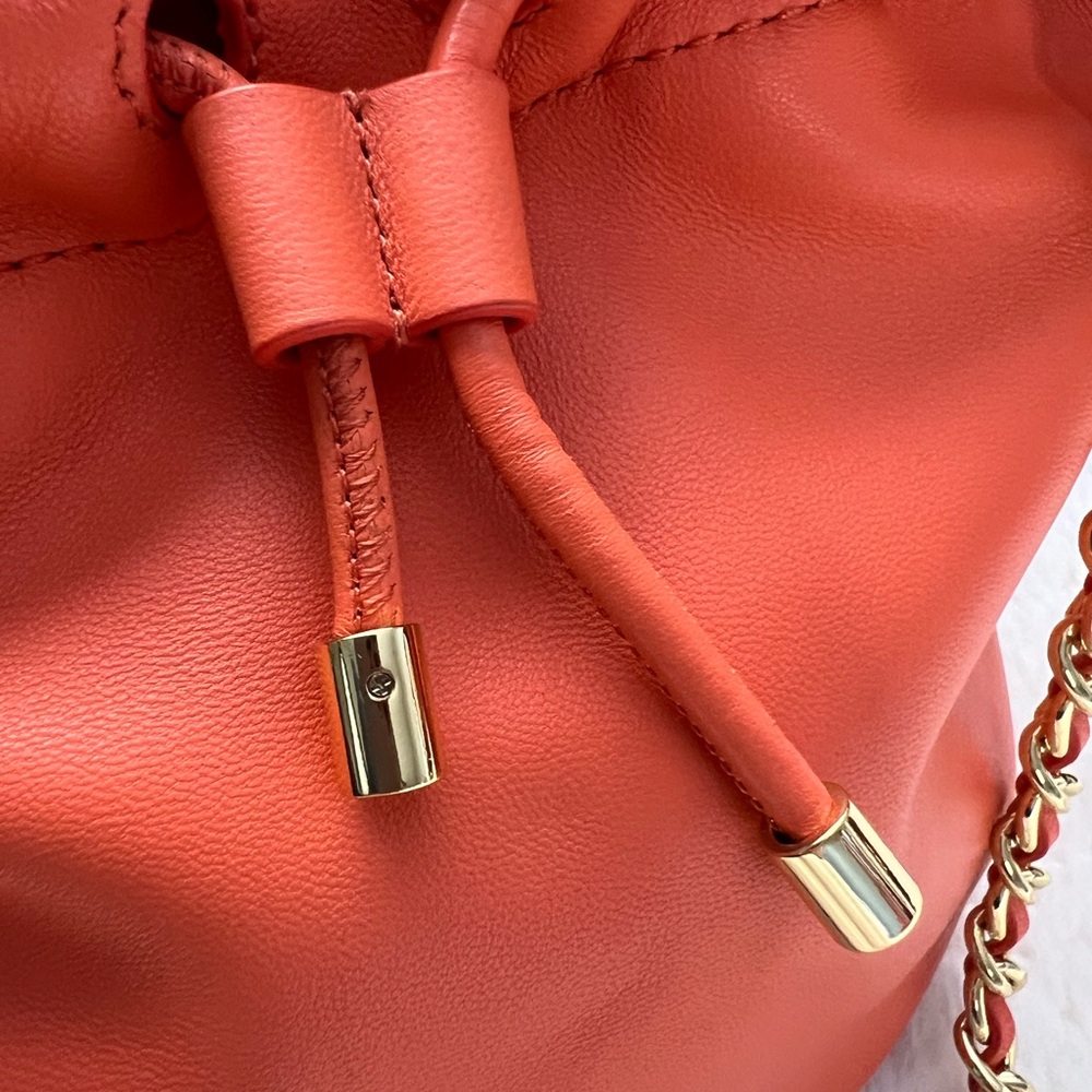 Ralph Lauren Emmy 19 Bucket Bag Orange Leather Crossbody - Picture 3 of 6